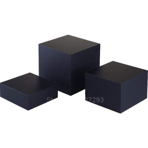 5 Sided Storage Box Acrylic Lucite Display Cube Pedestal Art Sculpture Stand 3 Pieces Black