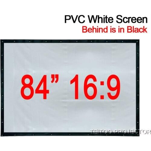 84 inches 16:9 Portable PVC Soft White-Black Projection Screen Curtain Film for 3D HD Video Multimedia Home Theater Projector