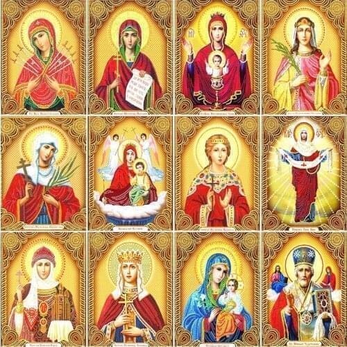 Huacan 5D Diamond Painting Madonna Full Square Religion Rhinestones Diamond Mosaic Embroidery Sale Cross Stitch Home Decor Gift