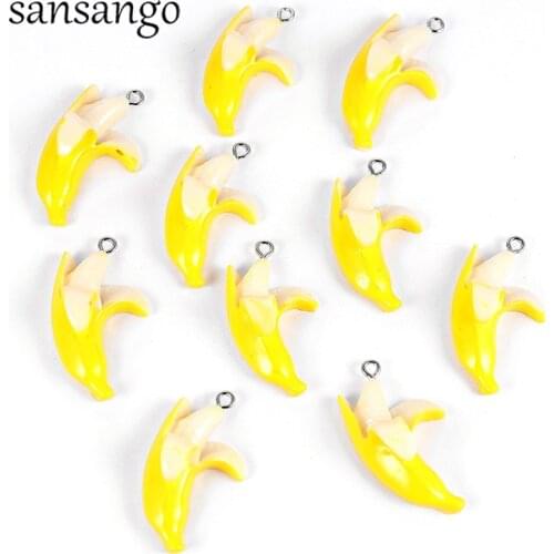 10pc Trendy yellow Resin Banana Pendant Charms Beads For Jewelry Accessories Making DIY Cute Keychain Earrings Bracelet Necklace