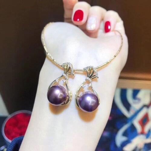 D305 Fine Jewelry About 10mm Natural Fresh Water Purple Pearl Pendants Necklaces for Women FIne Pearls Pendants