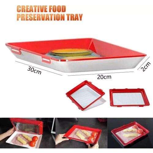 Keep Food Fresh Tray Vacuum Seal Elastic Preservation Plate Reusable Food Storage Container Refrigerator Organizer Kitchen Tools