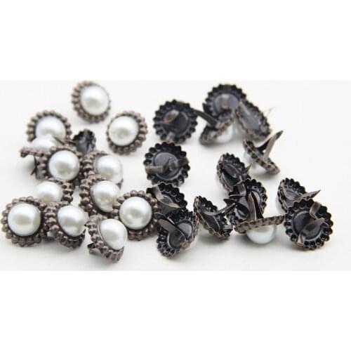 FISHWAVES 20PCS 15mm Vintage Sun Flower Pearl Beads Bronze Brads DIY Scrapbooking Embellishment Decor Accessories Craft Findings