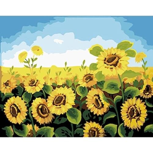 60x75cm Oil Painting By Numbers Kits Sunflowers DIY Pictures By Numbers On Canvas Frameless Hand Painting Home Decor
