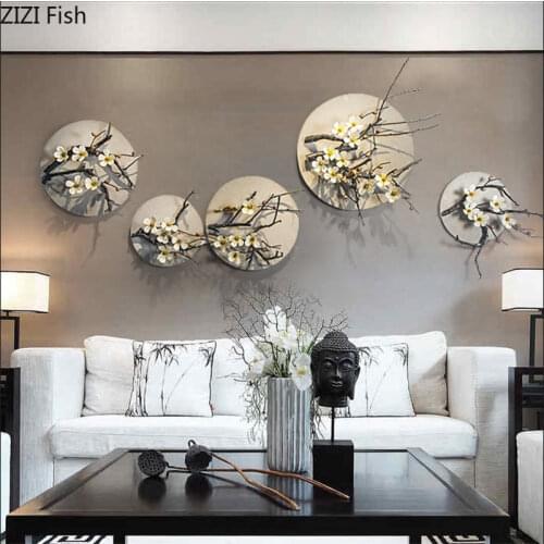 Classic Wall Decoration Three-dimensional Plum Blossom Hang Ornaments Wood Pendant Livingroom Backdrop Display Artificial Flower