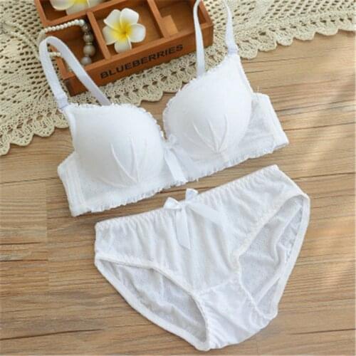 Teenage Underwear Girl Bra Set 2018 New Lovely Developmental Girls Training Bra+Briefs Soft Cotton Kids Underwear