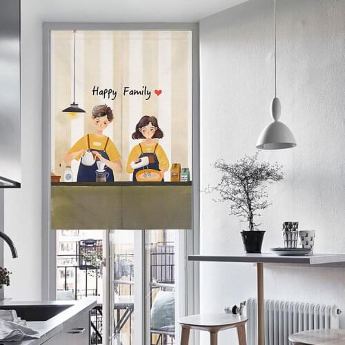 Japane Kitchen Curtains Thicken Door Curtains Linen Cotton Blackout Curtains Thermal Insulated Home Entrance Decor Door Curtain