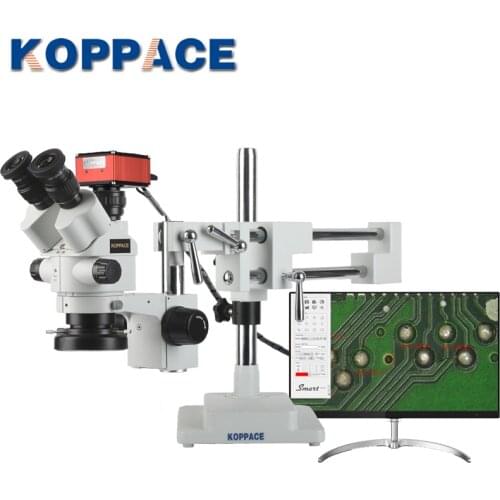 KOPPACE 4K HD Stereo Measurement Microscope 3.5X-180X 4K Pictures and Videos Dual arm Bracket Electron Microscope