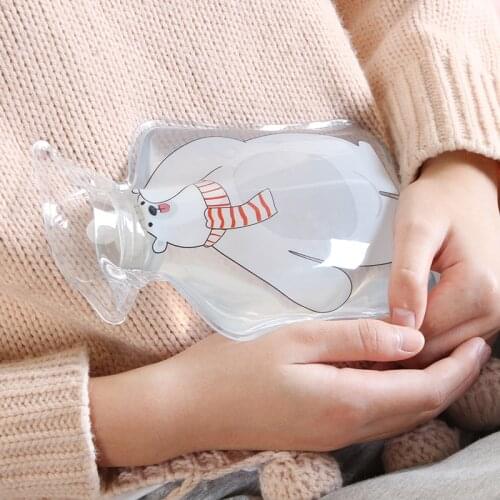 Cartoon Hand Po Warm Water Bottle Cute Mini Transparent Hot Water Bottles Small Portable Hand Warmer Water Injection Storage Bag