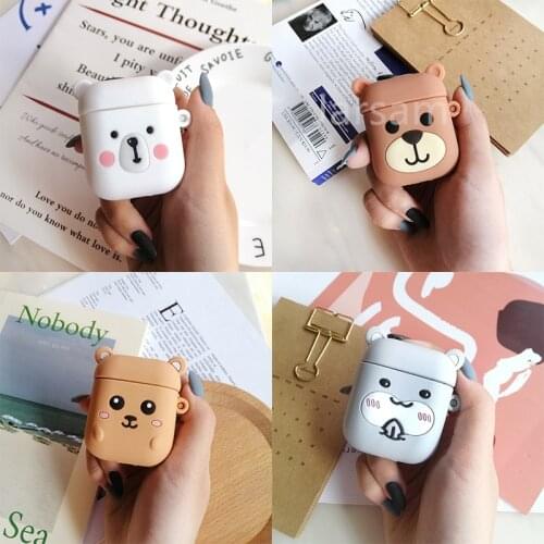 Cartoon Brown bear for airpods Wireless Earphone Case For AirPods 2 Silicone Charging Headphones Case for Airpods Protective Cov