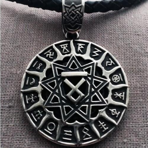 Mens Alloy Necklace Nordic Viking Warrior Rune Star Array Pendant Nordic Mythology Amulet Jewelry