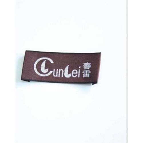 Customize 1000 pcs/lot Wood shuttle satin woven label selvage edge damask clothing labels fabric sewing tags