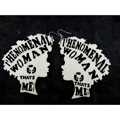 Unfinished Phenomenal Women Wood Earrings