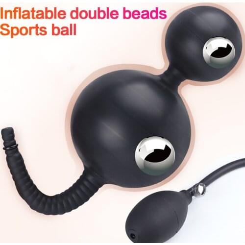 Huge Inflatable Anal Plug Prostate Massager Vagina Anus Expansion Beads Big Butt Plug With Metal Ball Anal Sex Toys For Men Woma