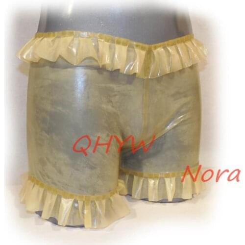 Sexy Women Latex Lingerie Shorts Exotic Rubber Underwear High Waist Panties No zipper