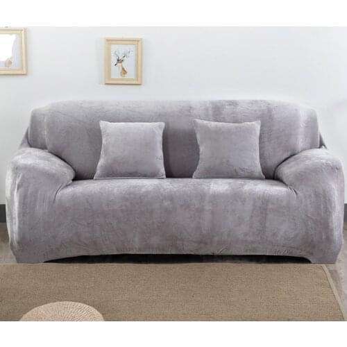 Plush four seasons universal solid color corner sofa cover elastic spandex recliner sofa cover L-shaped chaise armrest sofa cove