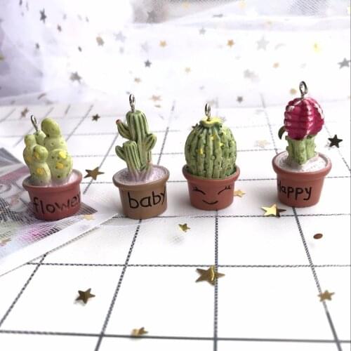 10pcs Fashion resin potted Cactus cactus design Charms for DIY decoration neckalce earring key chain Jewelry Making