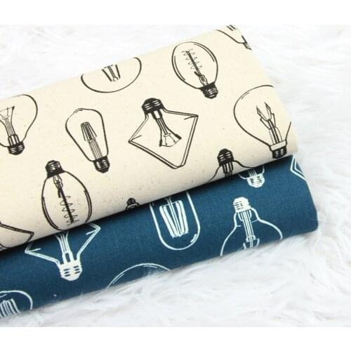 Half Yard Thicken Cotton Fabric With light bulb Print Handmade DIY Bag Decoration Table Cloth Material