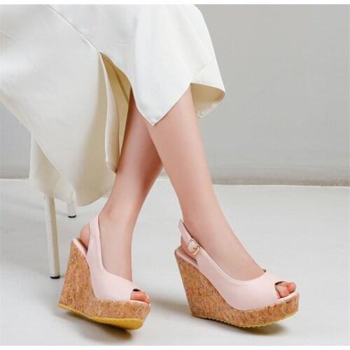 PXELENA NEW Women Slingbacks Platform Wedge High Heels Peep Toe Pumps 2021 Spring Summer Office Lady Party Shoes Plus Size 34-43
