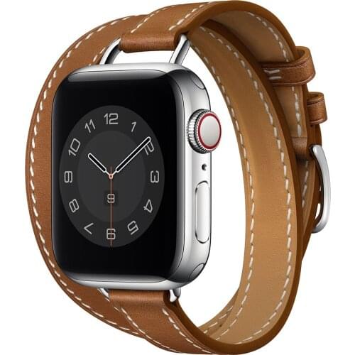 Attelage Double Tour For Apple Watch band 40mm 44mm 42mm 38mm Genuine Leather watchband bracelet iWatch Series 3 4 5 6 SE strap