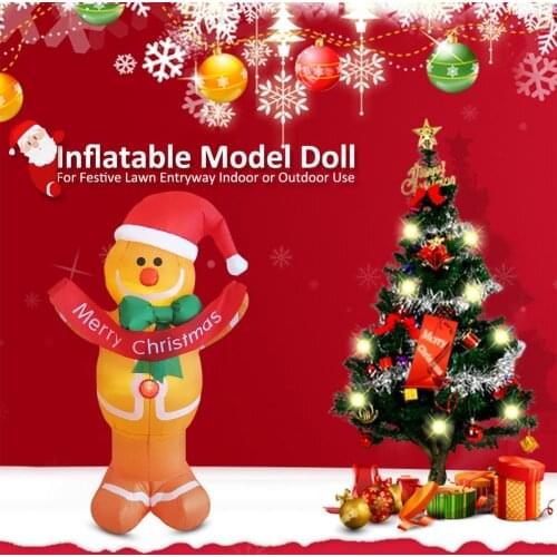5FT Christmas Inflatable LED Lighted Gingerbread Man Blow Up Christmas Party Indoor Outdoor Yard Lawn Garden Decorations