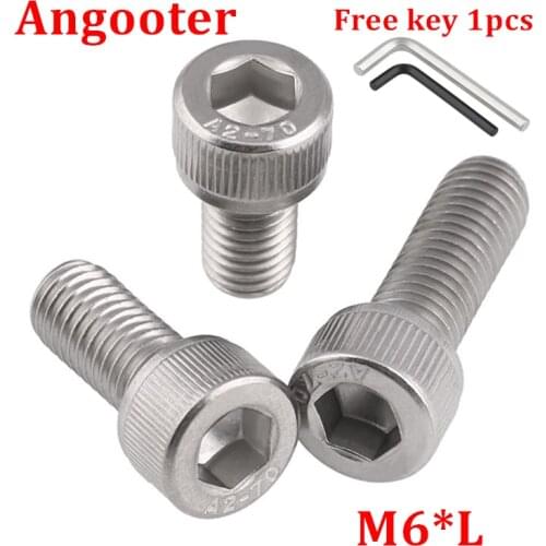 50pcs DIN912 M6 Hexagon Socket Head Cap Screw 304 stainless steel Hex allen socket head screw Bolts M6x8/10/12/16/20/25/30/35/40