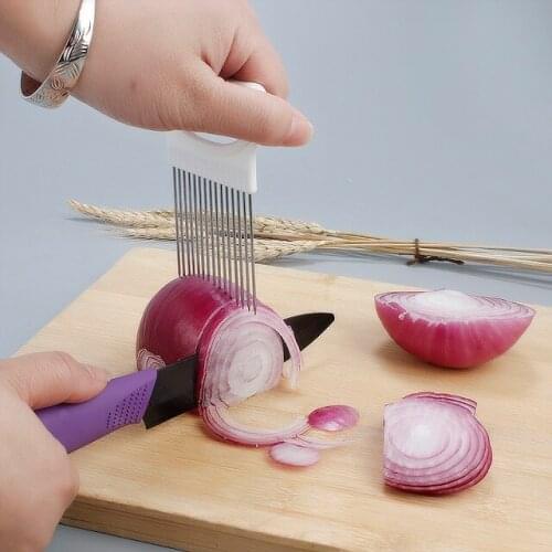 Shrendders & Slicers Tomato Onion Vegetables Slicer Cutting Aid Holder Guide Slicing Cutter Safe Fork