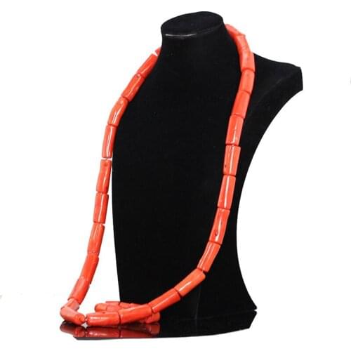 Fabulous Big Size Men Coral Necklace Bracelet Set 45 Inches Long Coral Necklace Set for Groom Free Shipping CNR121