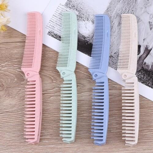 1Pcs Folding Hairdressing Styling Tool Foldable Hair Comb Brush Anti-static Hairbrush Portable Travel Hair Brush Wheat Straw