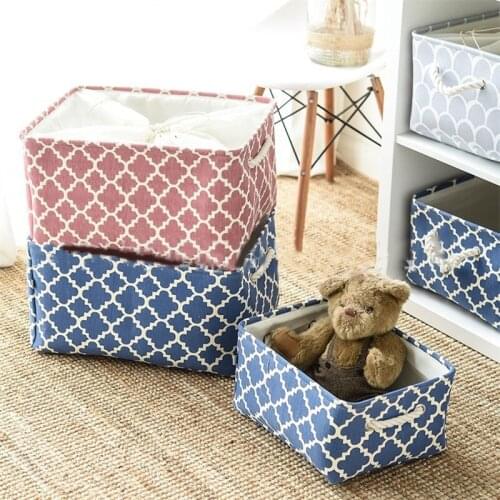 Folding Canvas Fabric Storage Basket Clothes Storage Box For Nursery Underwear Toy Organizer Home Laundry Basket With Handle
