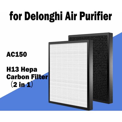 PM2.5 Replacement H13 Hepa Filter + Activated Carbon Filter 259*259*30mm For Delonghi Air Purifier AC150