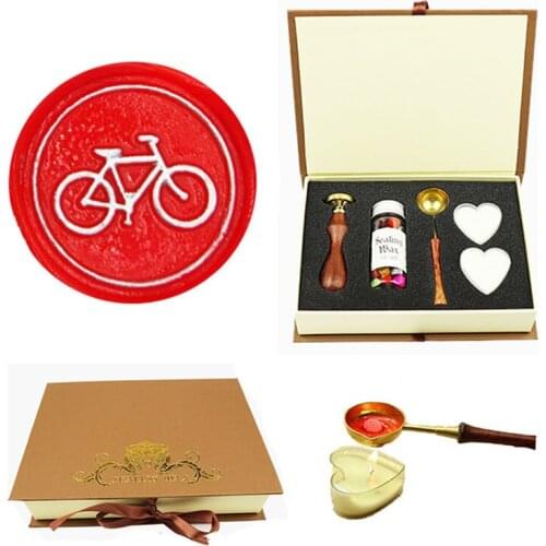 Bike Bicycle Seal Wax Seal Stamp Elegangt Natural Rosewood Handle Sealing Wax Stamp Kit Gift
