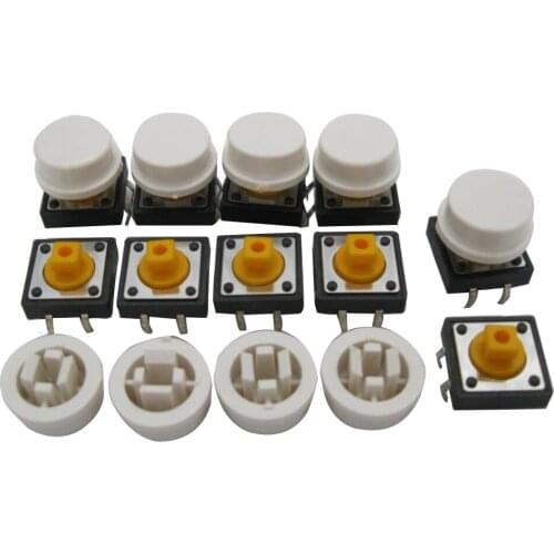 25PCS B3F-4055 Tactile Touch Push Button Switch Momentary 12*12*7.3MM tact Micro switch button +25PCS white colors Tact Cap