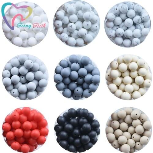Teeny Teeth 20 PCS Silicone Round 12-15 MM BPA Free Hexagon Beads 17 MM Food Grade Silicone Teether DIY Teething Beads Necklace