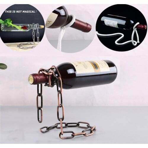 Magic Metal Hanging Suspension Chain Wine Racks European Retro Creative Handmade Restaurant Bar Stand Bracket Display Stand