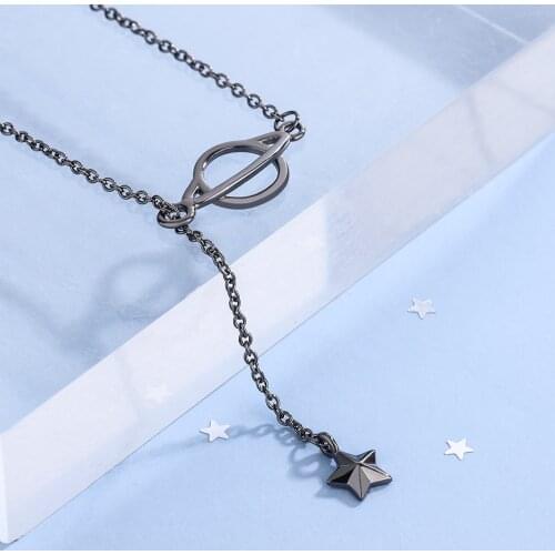 YH-ZL hot sale new 925 sterling silver black universe planet necklace simple personality trend sweet high quality jewelry