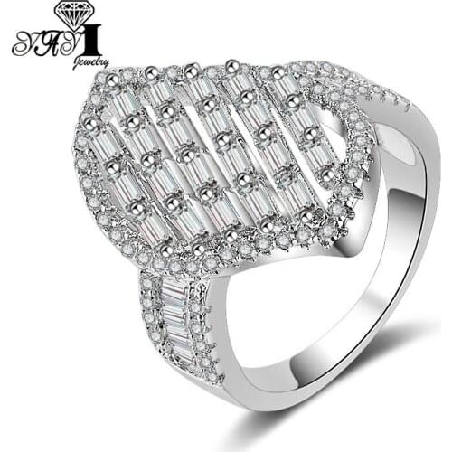 YaYI Jewelry Fashion Princess Cut 7.7 CT White Zircon Silver Color Engagement Rings wedding Heart Rings Party Rings Gifts 1155