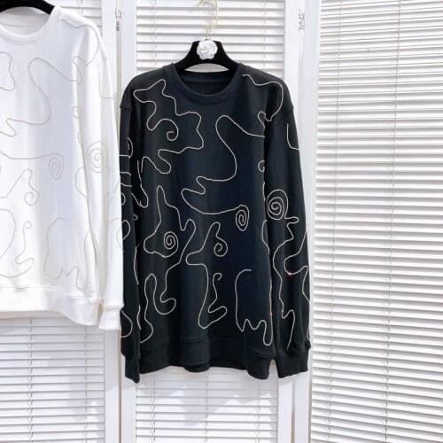Autumn New Women Shiny Diamonds Chain Long Sleeve T-Shirt O Neck Pullover Ladies Casual Hip Hop Tees Tops Loose Fit T-Shirts