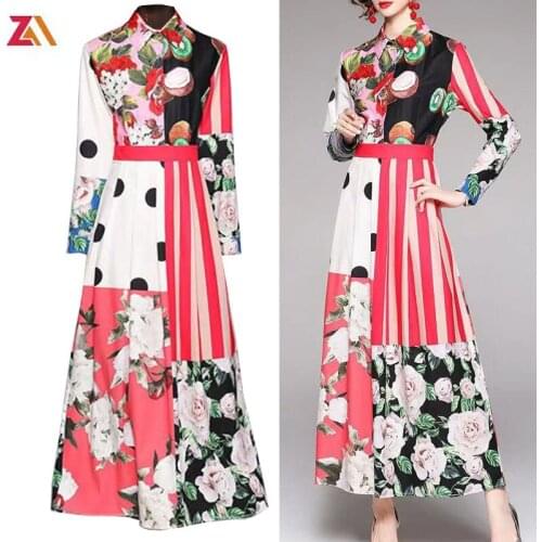 ZALady designer fashion maxi dresses for women elegant vintage party beach vacation traf floral dot long shirt dress vestidos Y2