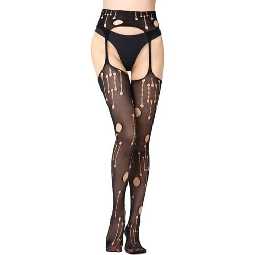 Women Sexy Lingerie Nylon Elastic Tights mesh stockings Circle pattern Sexy Fishnet Pantyhose S1137