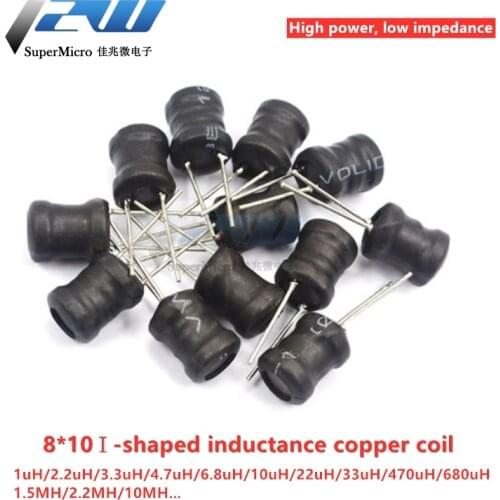 10pcs/Lot Power Inductor 8x10mm 10uh 22uh 33uh 47uh 68uh 100uh 150uh 220uh 1mh 10mh DR CORE Inductors Word