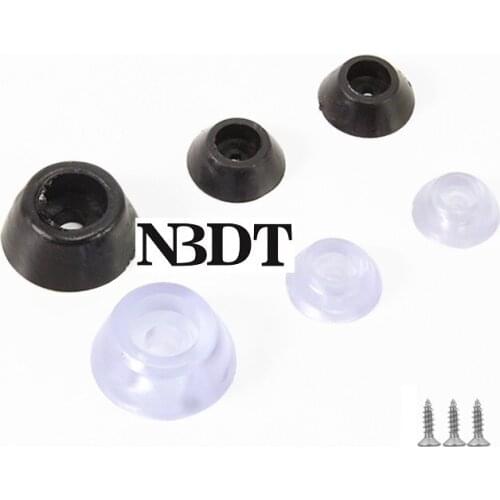 100Pcs/Lot Clear Transparent Black Rubber Tapered Conical Furniture Table Leg Tip Pad Bumper Floor Protectors Glide With Screws