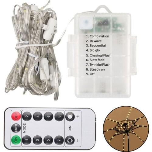 104 LED Umbrella Light Childrens Tent Outdoor Decoration Fairy Holiday String Light with 8 Mode Push Button Switch