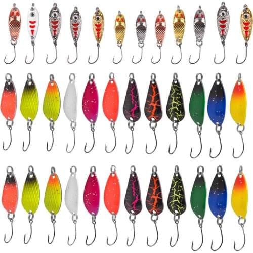 Zinc alloy Fishing Trout Lures Jig Metal Spoon lure Single hook 3D Eyes 2g-5g Artificial Bait Bass Fishing lure kit
