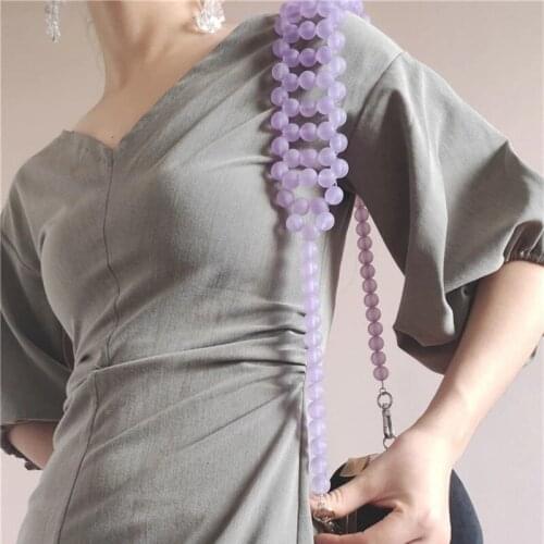 2020 acrylic matte beads weaving chain bag strap fashion beaded chains