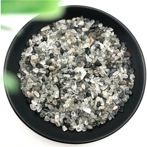 50g Natural Black Hair Quartz Rutilated Crystal Rock Stones Healing Reiki Gravel Natural Stones and Minerals