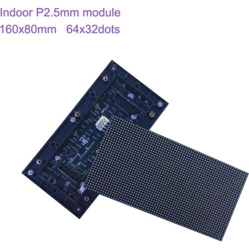 64*32pixels 160*80mm 1/16 Scan Indoor SMD2121 3in1 RGB full color P2.5 LED module for indoor LED display screen