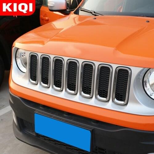 ABS Chrome Car Exterior Insert Trim Front Grille Cover Ring Decoration Sticker for Jeep Renegade 2016 2017 2018 2019 Car Styling