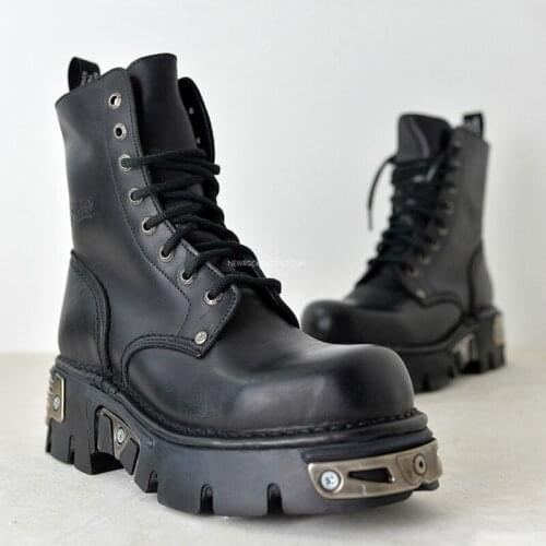 New Thick Bottom Ankle Boots Martin Boots Men Genuine Leather Motorcycle Boots Military Combat Boots Basic Boots Martins Women