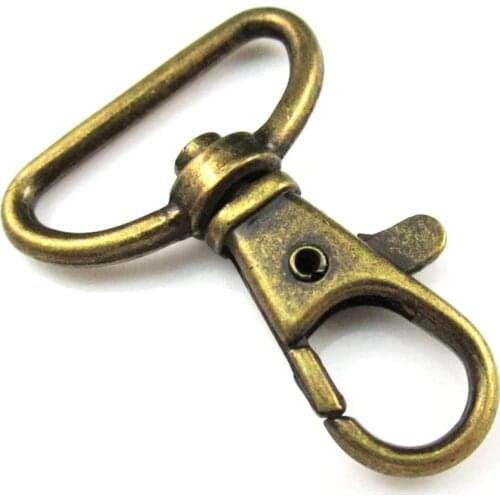 ZENTEII 25mm Keychain Swivel Lobster Bronze Clasp Clips Hook Key Chain Handbag Strap Split Key Ring For Bag Belt Keychains